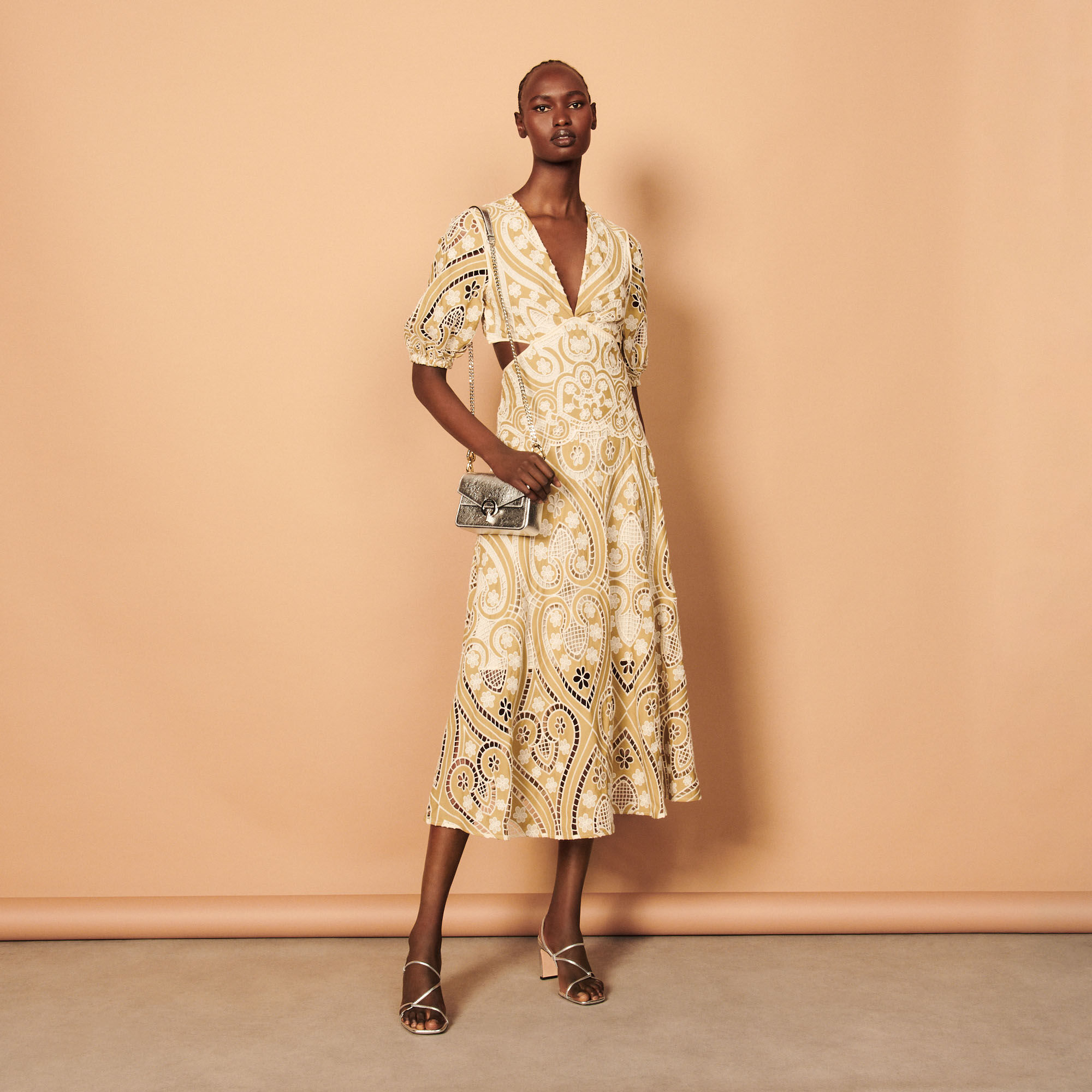Long guipure dress - Dresses | Sandro Paris